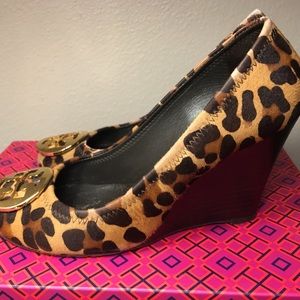 Tory Burch Sophie Leopard Print Wedge with box